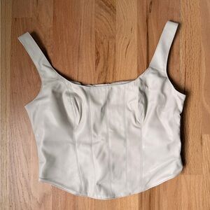 CREAM Abercrombie nude faux leather corset tank top